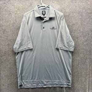 FootJoy Polo Shirt Mens 2XL Gray Stripe Battleground Country Club Logo Golf